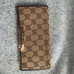 Gucci Tan and Brown Monogram Wallet